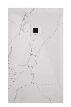 Receveur De Douche|Ayor Bathroom Receveur de douche 80x180 cm extra plat, résine et minéral, marbre blanc, Nola