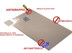 Receveur De Douche| Receveur de Douche 90X175 cm Ligne Vulcano Fin Blanc en Résine Synthétique et Poudre de Marbre Avec Drain Libre FRASCIO