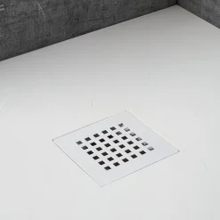 Kiamami Valentina Receveur De Douche 90X70 En Résine Blanche, Avec Douchette En Acier Assortie Muse