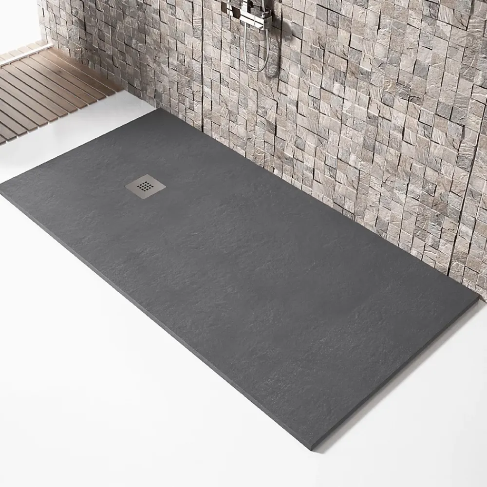 Stano Receveur de douche 90x170cm extra plat MADISON en resine surface ardoisee anthracite