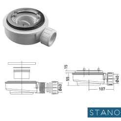 Stano Receveur de douche 90x170cm extra plat MADISON en resine surface ardoisee anthracite