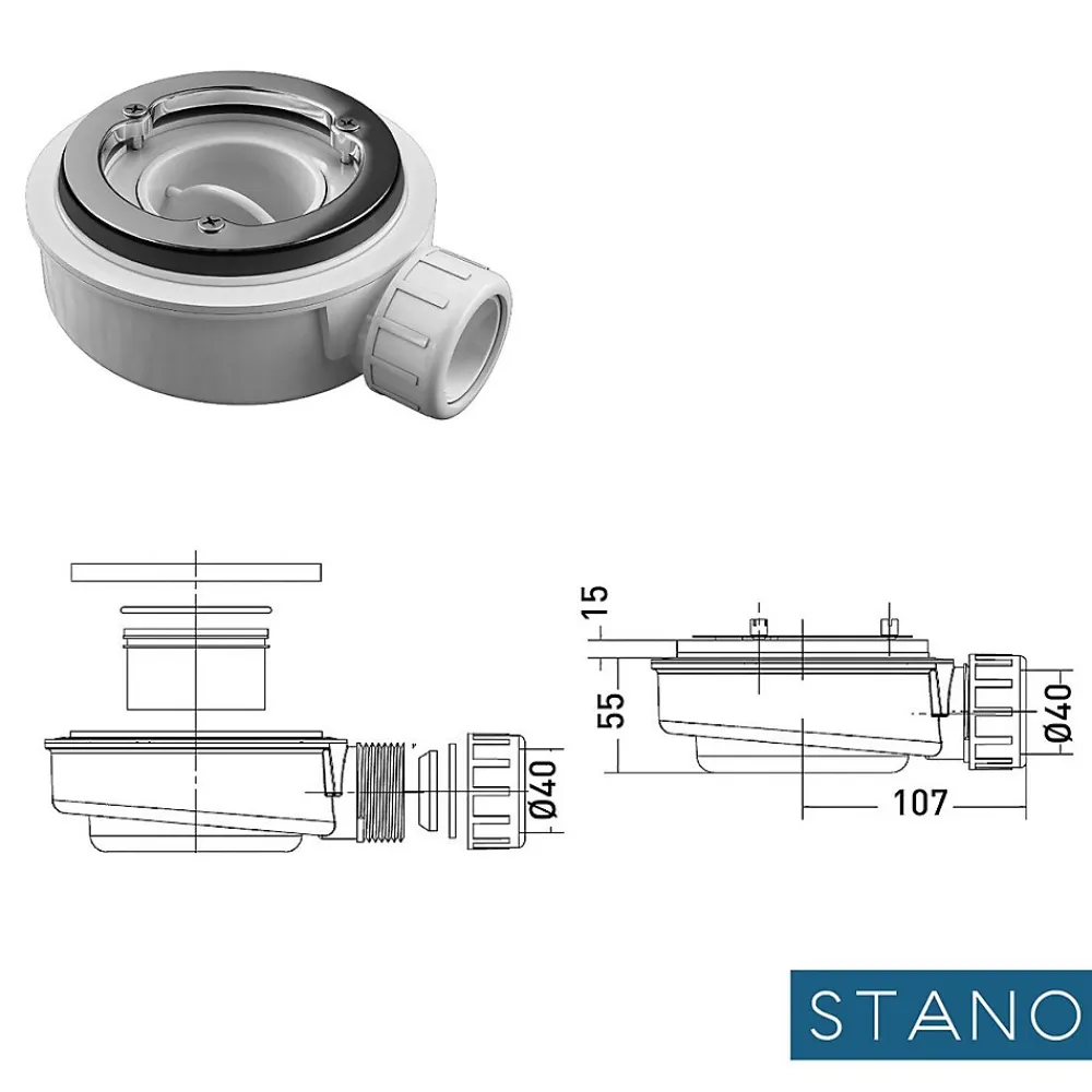 Stano Receveur de douche 90x170cm extra plat MADISON en resine surface ardoisee anthracite