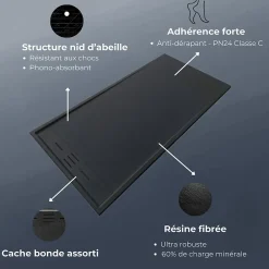 Receveur De Douche|Essebagno Receveur Résine 120 x 80 Façon Ardoise Noir