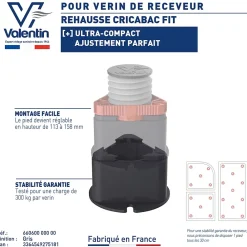 Receveur De Douche| Rehausse pour pied de receveur de douche Cricabac Valentin vendue par 30 pièces