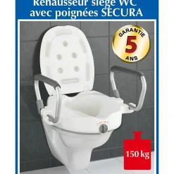 Wenko Rehausseur avec poignées pour abattant WC Secura - Plastique