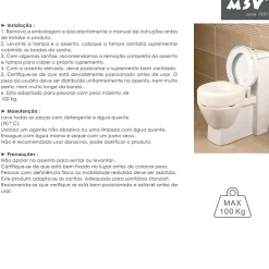 MSV Rehausseur WC 15cm pour personne à mobilité réduite Max 100kg
