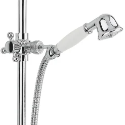 Paffoni Ricordi Set de douche vintage avec barre de douche 60cm, Chrome (ZSAL010)