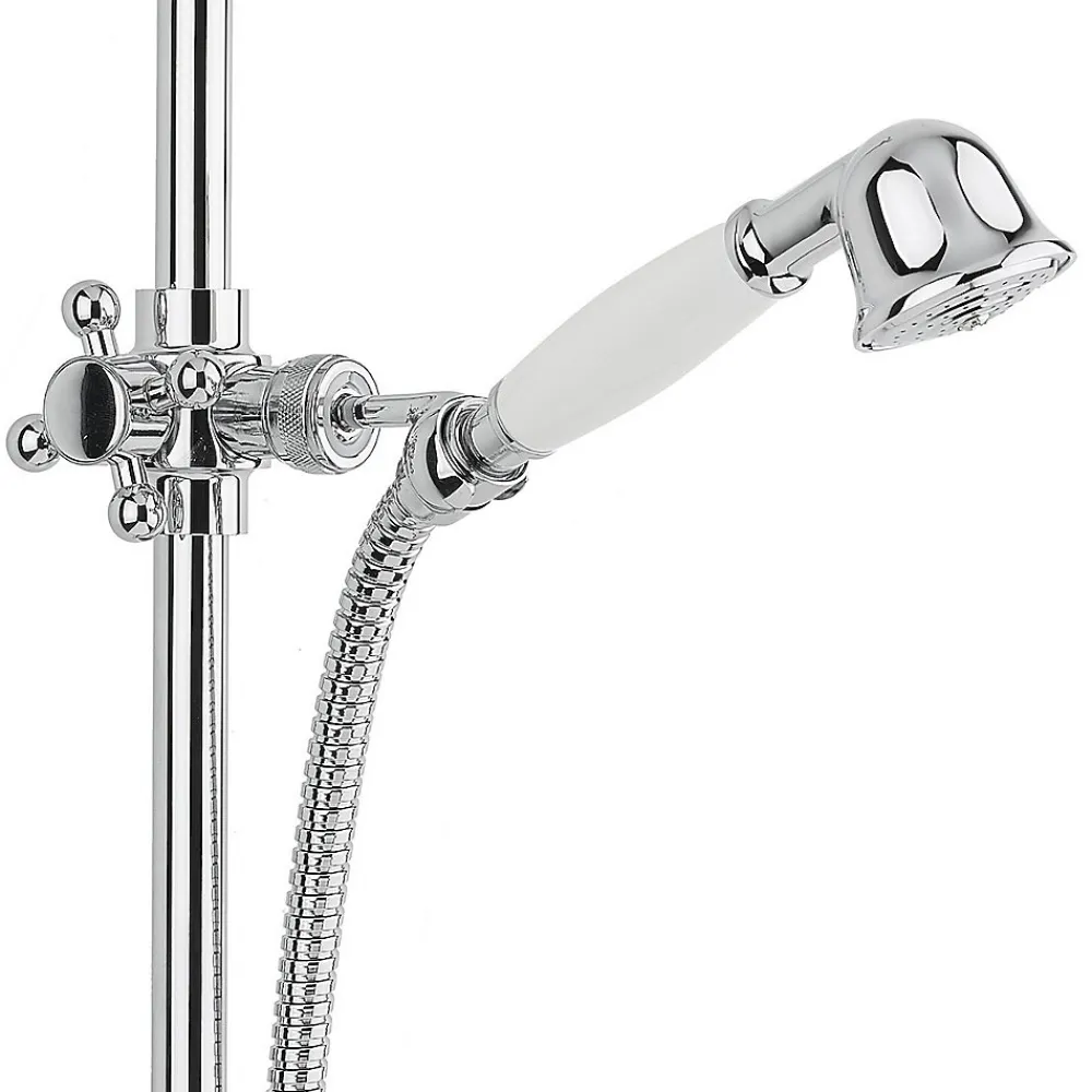 Paffoni Ricordi Set de douche vintage avec barre de douche 60cm, Chrome (ZSAL010)