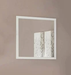 Dmora Rino Mirror, Miroir de salle de bain, 100% Made in Italy, 60x2h60 cm, Blanc brillant