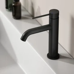 Dileci Robinet à bec court pour salle de bain couleur noir mat -