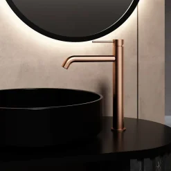 Robinet Lavabo Et Vasque|Dileci Robinet à bec haut 30 cm, Finition cuivre brossé (Rose Gold)