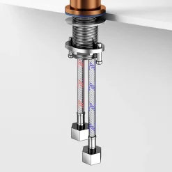Robinet Lavabo Et Vasque|Dileci Robinet à bec haut 30 cm, Finition cuivre brossé (Rose Gold)