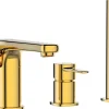 Robinet De Baignoire|Invena Robinet 3 Trous Doré Poignée Douche Mitigeur Salle De Bain Faible Encombrement