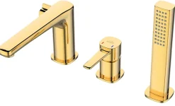 Robinet De Baignoire|Invena Robinet 3 Trous Doré Poignée Douche Mitigeur Salle De Bain Faible Encombrement