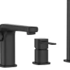 Robinet De Baignoire|Invena Robinet 3 Trous Noir Poignée Douche Mitigeur Salle De Bain Faible Encombrement