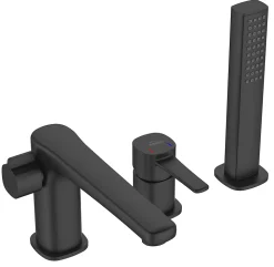 Robinet De Baignoire|Invena Robinet 3 Trous Noir Poignée Douche Mitigeur Salle De Bain Faible Encombrement