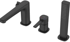 Robinet De Baignoire|Invena Robinet 3 Trous Noir Poignée Douche Mitigeur Salle De Bain Faible Encombrement