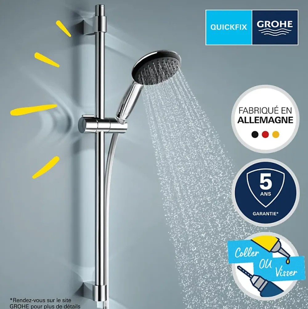 Grohe Robinet bain thermostatique Grohtherm 800 avec ensemble de douche 2 jets et colonnettes