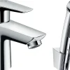 Hansgrohe Robinet bidet avec douchette Talis E + bonde Push-Open Chromé