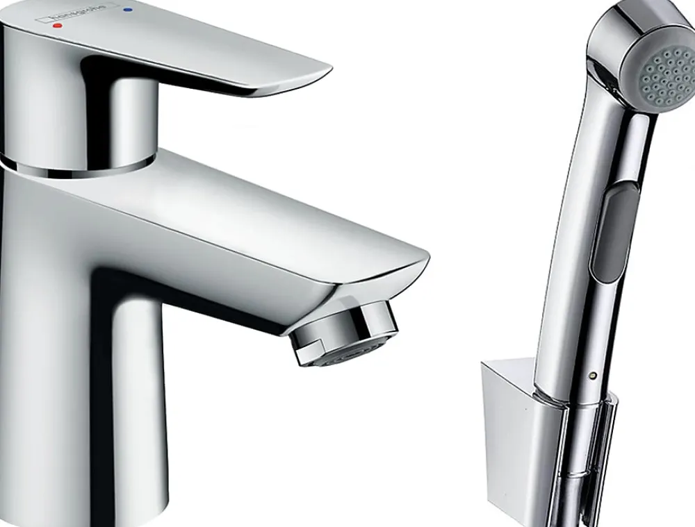Hansgrohe Robinet bidet avec douchette Talis E + bonde Push-Open Chromé