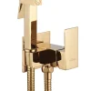 Invena Robinet Bidet Douchette Or Forme Carree Monocommande