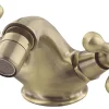 Logé Robinet Bidet Laiton Manettes Croisillons