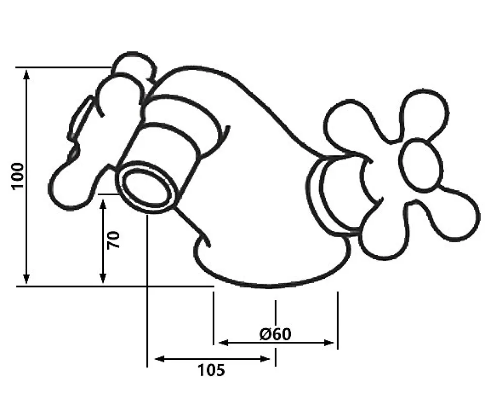 Logé Robinet Bidet Laiton Manettes Croisillons