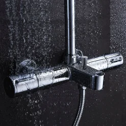 Kibath Robinet colonne sortie bain (robinet seul) thermostatique finition BUS chrome poli en laiton