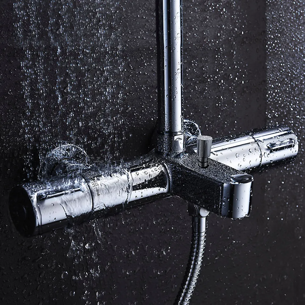 Kibath Robinet colonne sortie bain (robinet seul) thermostatique finition BUS chrome poli en laiton