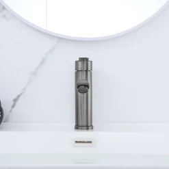Robinet Lave-Mains|Dileci Robinet compact pour salle de bain couleur gris métallisé -