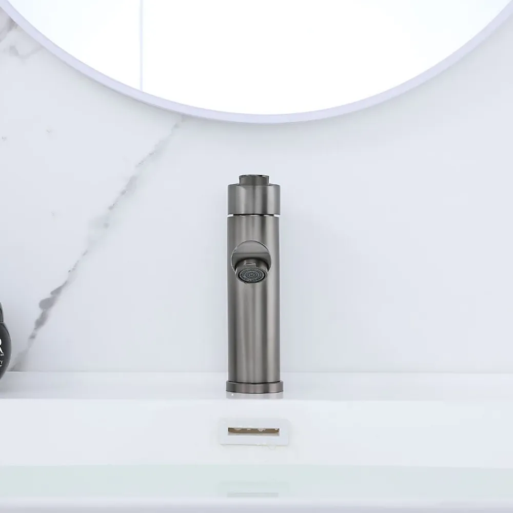 Robinet Lave-Mains|Dileci Robinet compact pour salle de bain couleur gris métallisé -