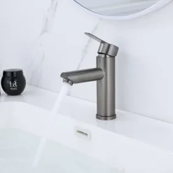 Robinet Lave-Mains|Dileci Robinet compact pour salle de bain couleur gris métallisé -