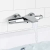 Homelody Robinet de Baignoire Cascade Mitigeur Thermostatique de Douche pour Baignoire Robinet de Douche Laiton Chromé Design Elégant