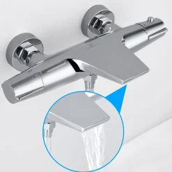 Homelody Robinet de Baignoire Cascade Mitigeur Thermostatique de Douche pour Baignoire Robinet de Douche Laiton Chromé Design Elégant