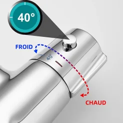 Homelody Robinet de Baignoire Cascade Mitigeur Thermostatique de Douche pour Baignoire Robinet de Douche Laiton Chromé Design Elégant