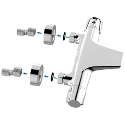 Homelody Robinet de Baignoire Cascade Mitigeur Thermostatique de Douche pour Baignoire Robinet de Douche Laiton Chromé Design Elégant
