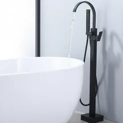 Colonne De Douche Mécanique|Homelody Robinet de Baignoire Cascade sur Pied Montage au Sol avec Douchette, pour Bain et Douche