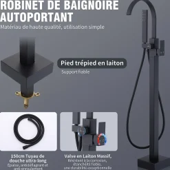 Colonne De Douche Mécanique|Homelody Robinet de Baignoire Cascade sur Pied Montage au Sol avec Douchette, pour Bain et Douche