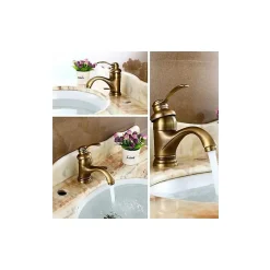 Robinet De Baignoire|Deko Robinet de baignoire rétro antique, mitigeur de lavabo européen chaud et froid, finition bronze, bouilloire rétro, jet brossé