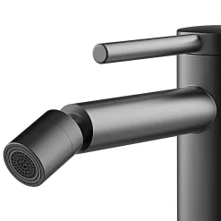 Kibath Robinet de bidet monocommande GUN METAL avec finition graphite/anthracite mat, en laiton