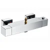 Kibath Robinet de colonne de douche thermostatique carré avec finition chromée brillante en laiton