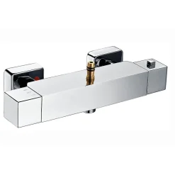 Kibath Robinet de colonne de douche thermostatique carré avec finition chromée brillante en laiton