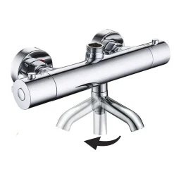 Robinet De Baignoire|Kibath Robinet de colonne de douche thermostatique AVEC BEC, finition chrome poli, en laiton