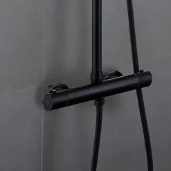 Kibath Robinet de colonne de douche thermostatique avec finition NOIR mat en laiton