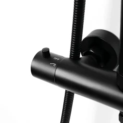 Kibath Robinet de colonne de douche thermostatique avec finition NOIR mat en laiton