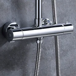 Kibath Robinet de colonne de douche thermostatique avec finition chromée brillante en laiton