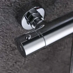 Kibath Robinet de colonne de douche thermostatique avec finition chromée brillante en laiton