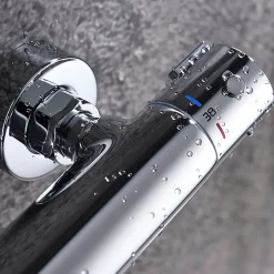 Kibath Robinet de colonne de douche thermostatique avec finition chromée brillante en laiton