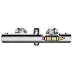 Kibath Robinet de colonne de douche thermostatique avec finition chromée brillante en laiton