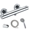 Robinet De Douche|Kibath Robinet de douche avec leviers thermostatiques en laiton, PAR, finition chrome poli, en laiton